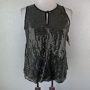 NWT Cunema Gold Sequined and Black Dress Tank Top Size M